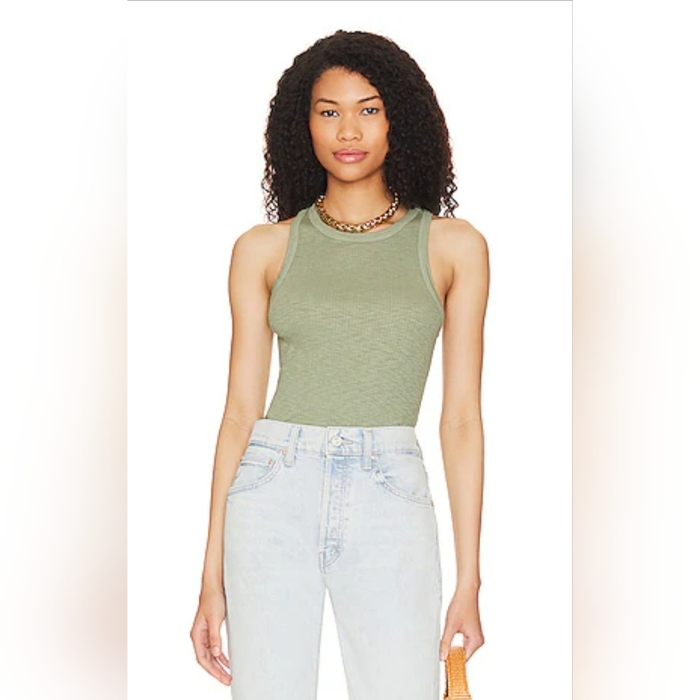 Sundry By "Anthropologie" Olive Green Ribbed Tank Top